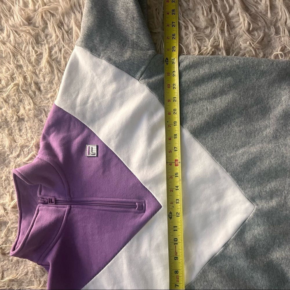 FILA Womens 1/4 Zip Pullover Color block chevron Pattern Lavender White Gray XL - Picture 9 of 11